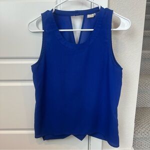 Paper Crane Blue Blouse Tank Top Criss Cross Back Cut Out Size Small